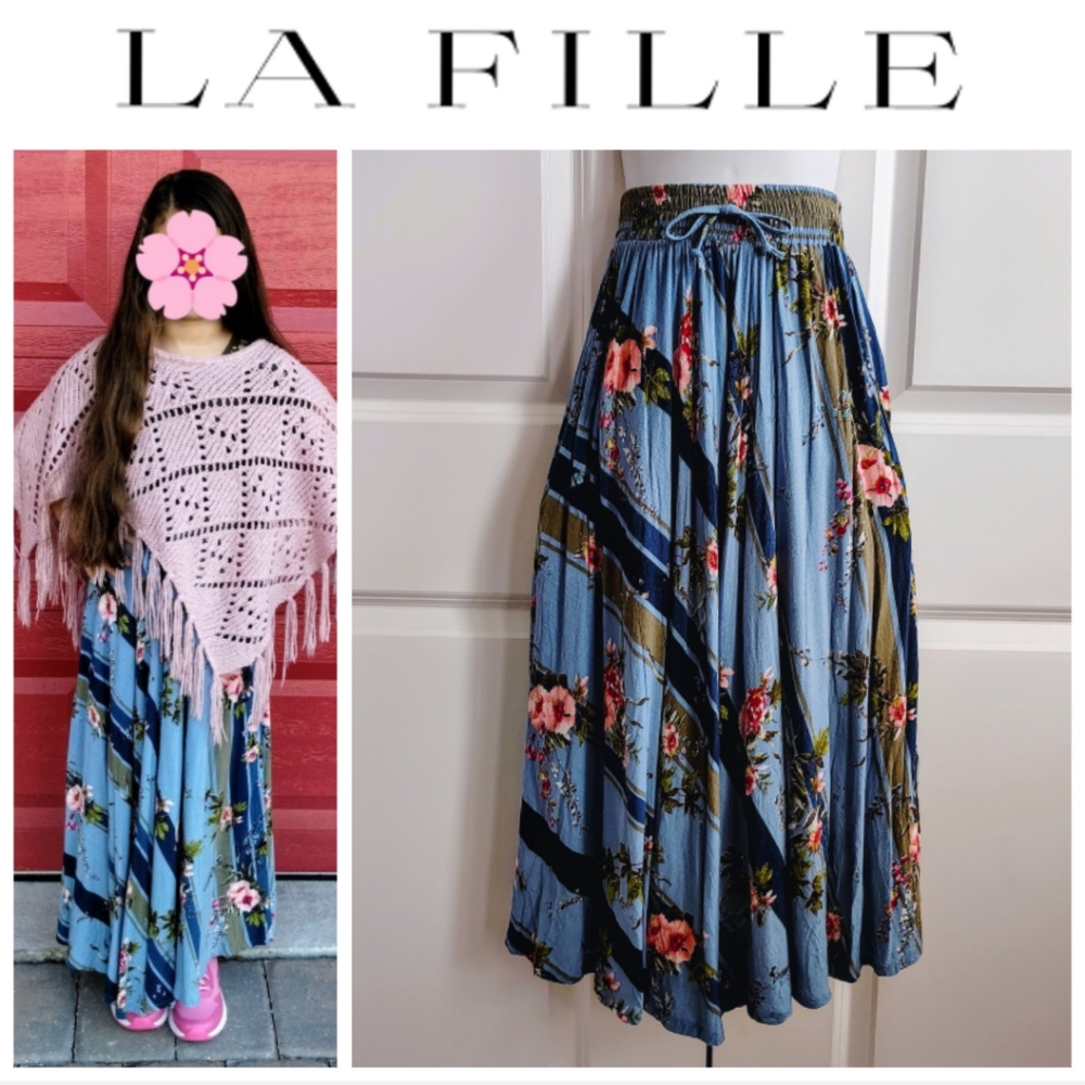 La Fille Floral Boho Maxi Skirt (Indian Brand)
